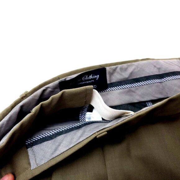 Land's End Wool Dress Pants 45/29 Beige Pleated Traditional Fit Adjustable Waist - Picture 9 of 9